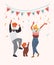 Vector illustration of family dancing together