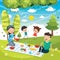 Vector Illustration Of Family Picnic