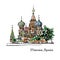 Vector illustration with famous Moscow church