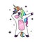 Vector illustration of fantasy dabbing horse unicorn.