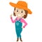 Vector Illustration of a Farm Girl showing a thumbs up