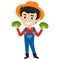 Vector Illustration of a Farmer holding lots of Money