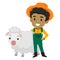 Vector Illustration of a Farmer with Sheep