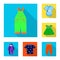 Vector illustration of fashion and garment icon. Set of fashion and cotton vector icon for stock.