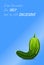 Vector illustration of fashionable ugly organic cucumber on blue background. Ugly food concept, ugly forms of organic vegetables