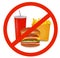 Vector illustration. Fast food danger label
