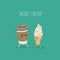 The vector illustration. Fast food. Friends forever. Coffee and ice cream