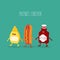 The vector illustration. Fast food. Friends forever. Hot dog with funny ketchup and mustard