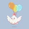 Vector illustration of fat bird flying with balloons tied to its body