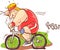 Vector illustration of fat man riding a bicycle