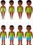 Vector illustration fat and slim african american people. Diet concept.