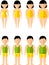 Vector illustration fat and slim people.Diet concept.