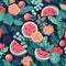 vector illustration features a colorful collage of summer fruits