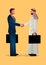 Vector illustration featuring an Arab businessman engaged in a firm handshake