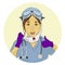 Vector illustration of a female doctor overworked, took her protective mask off, tired but happy during Coronavirus COVID-19 Pande