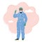 Vector illustration of female doctor wearing respirator mask and. New rapidly spreading Coronavirus.