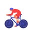 Vector illustration of female riding bicycle athlete in special suit.