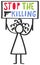 Vector illustration of female stick figure protesting gun violence and holding up sign, stop the killing