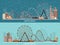 Vector illustration. Ferris wheel. Winter carnival. Christmas new year. Park with snow.