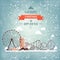 Vector illustration. Ferris wheel. Winter carnival. Christmas new year. Park with snow.