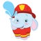 Vector Illustration of Fireman Elephant