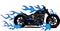 Vector illustration Flaming Bike Chopper Ride Front View