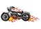 Vector illustration Flaming Bike Chopper Ride Front View