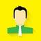 Vector Illustration of flat design business man minimalistic portrait icon with shadow