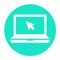 Vector illustration of flat design laptop icon template equipped with an arrow pointer.