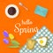 Vector illustration with flat icons food. Springtime concept.