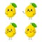 Vector Illustration Flat Lemon Cute Character expression emotion collection set isolated on white background , minimal style , Raw