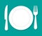 Vector illustration of a flat plate and cutlery flat icon