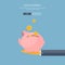 Vector illustration. Flat saving money concept background. Piggy bank and coins.