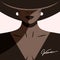 Vector Illustration in Flat Style. Beautiful Glamour Woman Wearing Big Hat. Female Beauty, Fashion Concept. Sexy