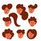 Vector illustration, flat style collection of people avatars face with different hairstyles
