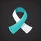 Vector illustration in flat style. Ribbon at teal and white color, international symbol of Cervical cancer awareness