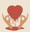 Vector illustration in a flat style on the theme of a broken, wounded heart