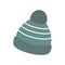 Vector illustration in a flat style. Winter hat icon. Knitted wool hat with a pompom on a white background.