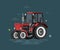 Vector illustration of flat tractor