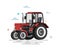 Vector illustration of flat tractor