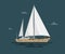 Vector illustration of flat yacht.