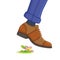 Vector illustration. The foot of a man in shoes steps on a flower. Destruction of nature, ecology, rare species of