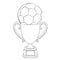 Vector Illustration Football with Trophy Coloring Page