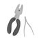 Vector illustration of forceps and tweezer sign. Set of forceps and tool stock symbol for web.