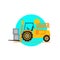 Vector illustration forklift truck. Fork loader, pallet with stacked boxes