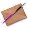 Vector illustration, of fountain pen and brown envelope. Realistic style illustrated