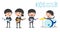 Vector illustration of four kids in a music band, Children playing Musical Instruments