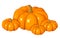 Vector illustration of four orange pumpkins.