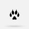 Vector illustration. Fox Paw Prints Logo. Black on White background. Animal paw print with claws