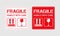 Vector illustration of Fragile, Handle with Care or Package Label stickers set. Red and white colour set. Banner format